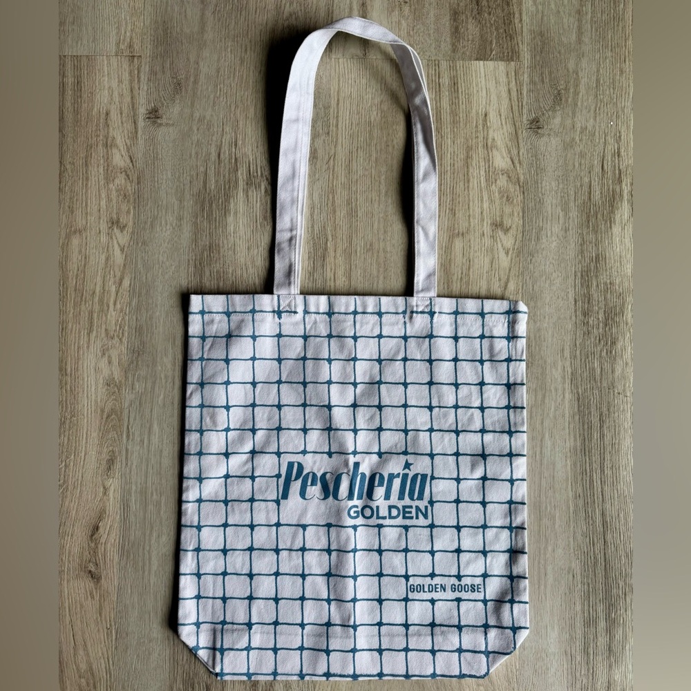 Golden Goose x Pescheria Italian Summer Pop Up Canvas Blue White Beachy Tote Bag